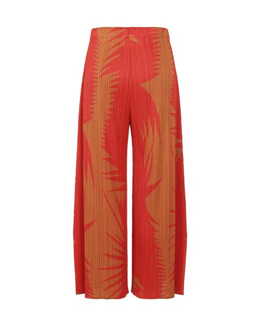 Pleats Please Issey Miyake Red Piquant Cropped Trousers