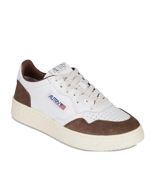 Autry White Logo Patch Lace-Up Sneakers