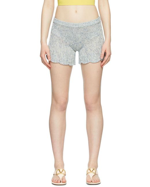 RED Valentino Natural Scallop Hem Knitted Shorts