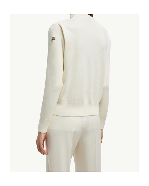 Moncler White Logo Patch Zip-Up Quilted Jacket