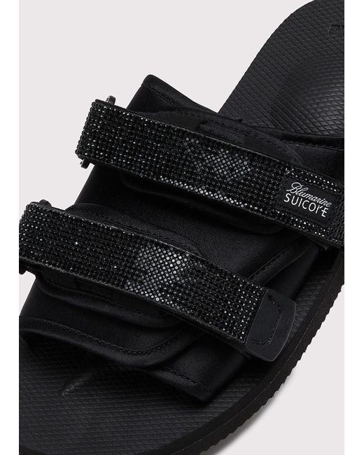 Blumarine Black X Suicoke Embellished Touch Strap Slides