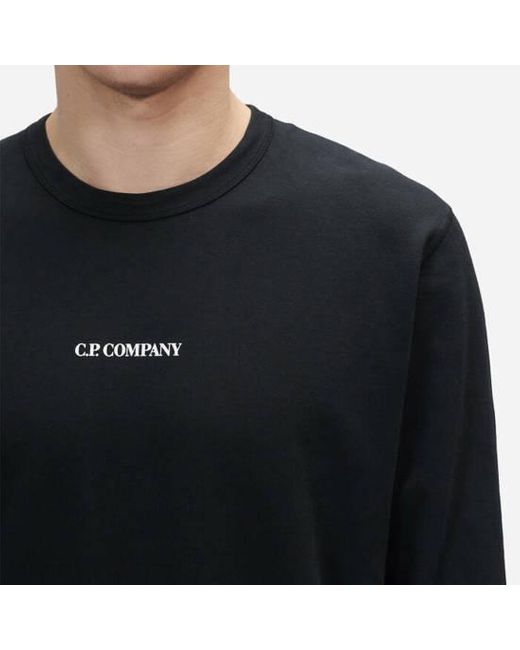 C P Company Blue Logo-Print Crew-Neck Sweatshirt for men