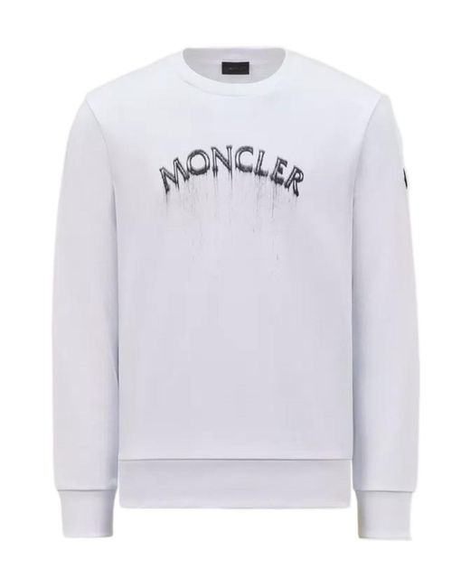 Moncler White Logo Sweatshirt for men