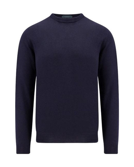 Zanone Blue Crewneck Long-Sleeved Jumper for men