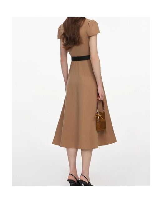 Self-Portrait Natural Belted Button-Down Midi Dress