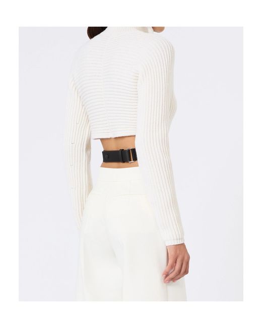 Max Mara White Ruffled-Neck Sweater
