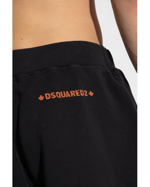 DSquared² Black Logo Printed Shorts for men