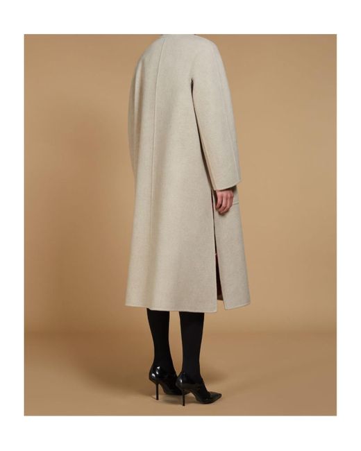 Max Mara Natural Atelier Crewneck Long-Sleeved Coat