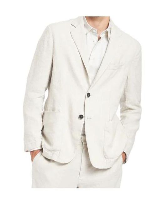 Barena White Herringbone Single-Breasted Blazer for men