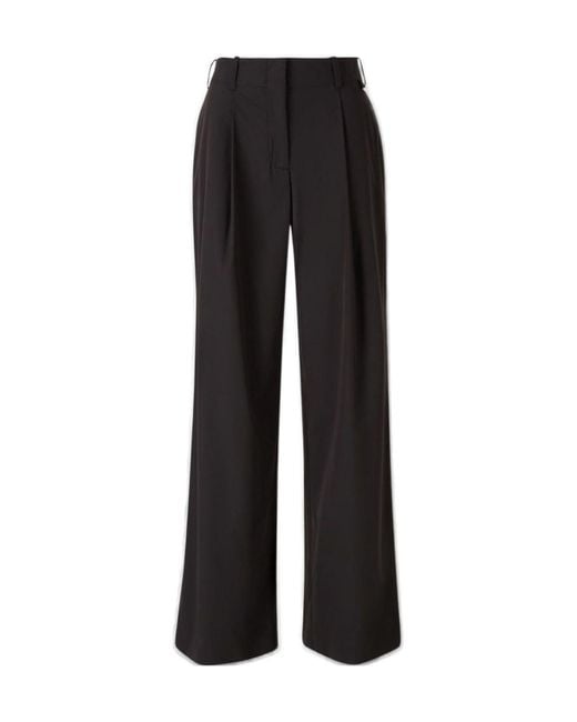 Herno Black Pleated Wide Leg Trousers