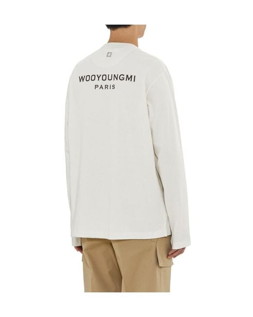 Wooyoungmi White Backlogo Long-Sleeved T-Shirt for men