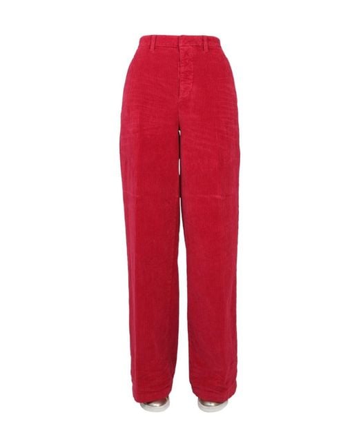 DSquared² Red Baggy Cut Corduroy Trousers