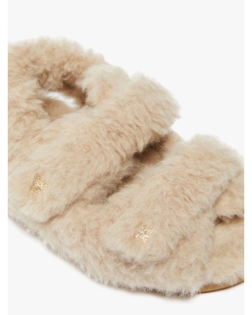 Max Mara Natural Teddy Touch-Strap Slippers