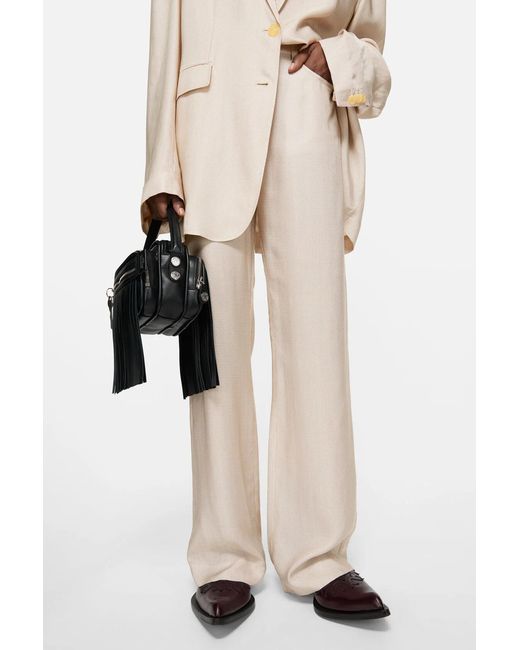 Acne Natural Checked Straight-Leg Pants