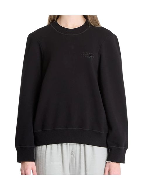MM6 by Maison Margiela Black Crew-Neck Sweatshirt for men