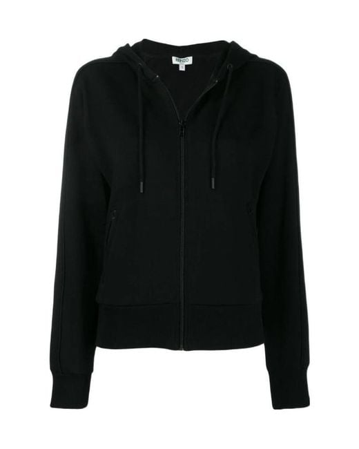 KENZO Black Rear Logo Print Zipped Hoodie