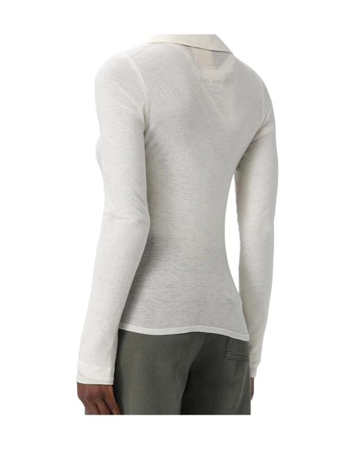 Semicouture White Margaux Collared Button Cardigan