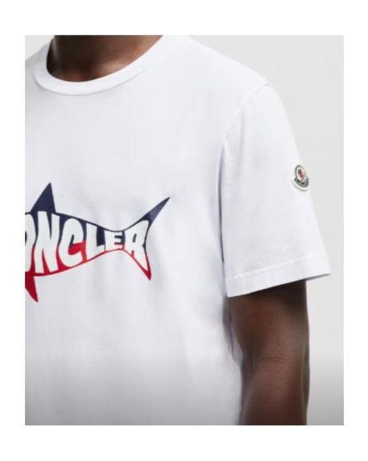 Moncler White Shark Logo Cotton T-Shirt for men
