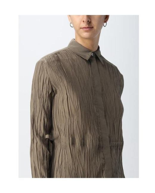 Theory Green Tie-Waist Crinkled Shirt