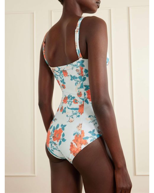 Erdem White Floral-Print Swimsuit