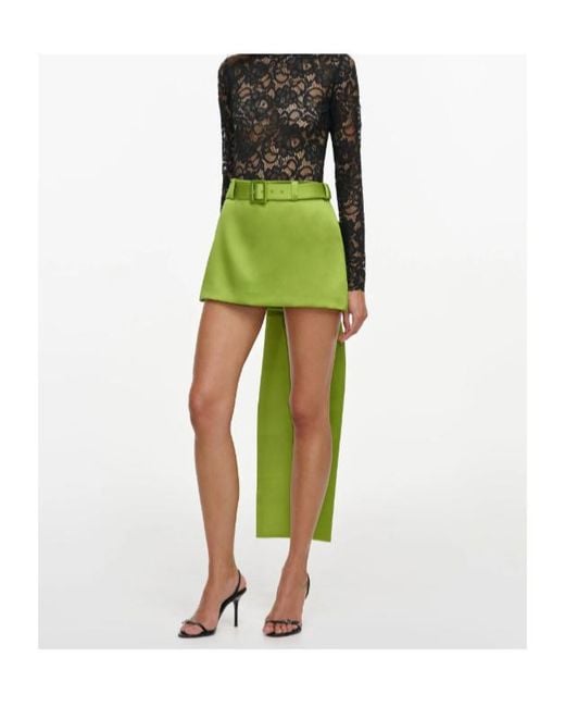 Self-Portrait Green Bow-Detail Mini Skirt