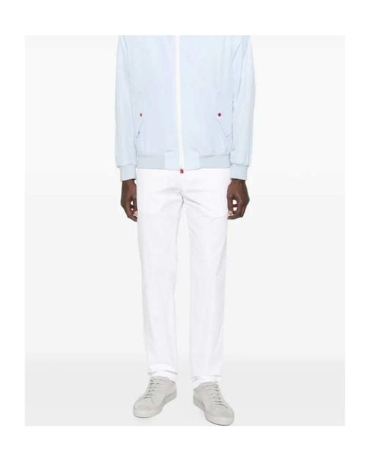 Kiton White Straight Leg Pants for men