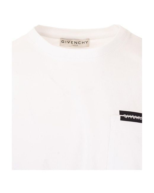 Givenchy White Ribbon Trimmed Logo T-Shirt for men