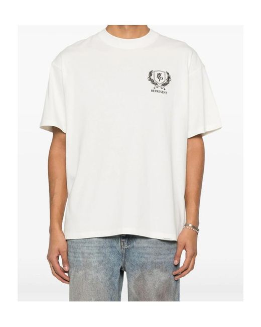 Represent White Crest Graphic Printed T-Shirt for men
