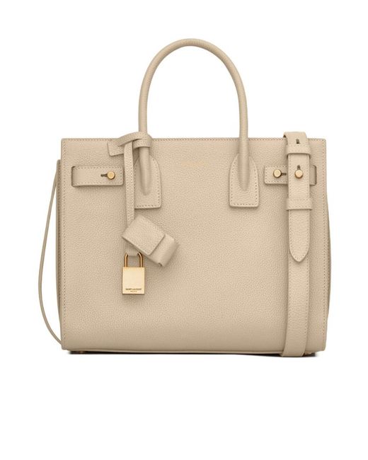 Saint Laurent Natural Sac De Jour Logo Detailed Tote Bag