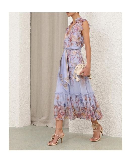 Zimmermann Purple Valiant Flutter Dress