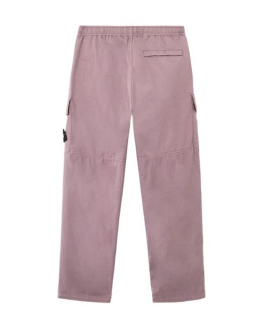 Stone Island Purple Logo Patch Loose Cargo Pants for men