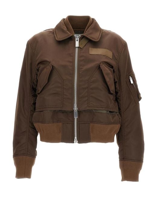 Sacai Brown Casual Zip-Up Jacket