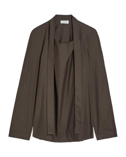 Lemaire Brown Ascot Cotton And Silk-Blend Blouse