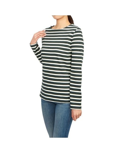 Saint James Green Striped Logo T-Shirt