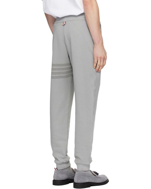 Thom Browne Gray Solid Loopback Overdyed-Bar Sweatpants for men