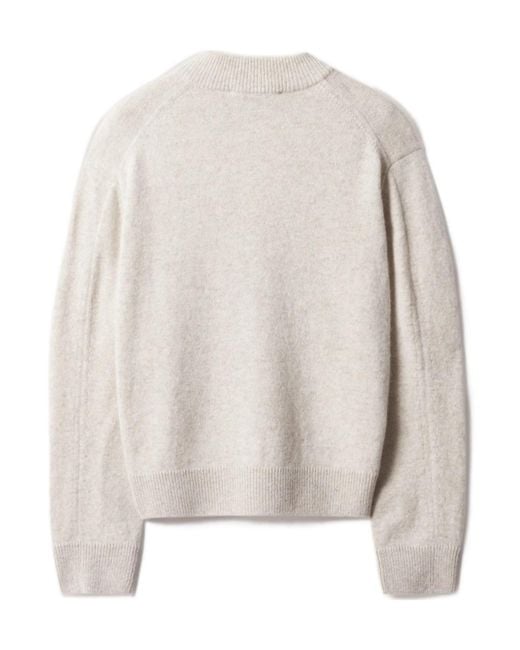 Maison Kitsuné Natural Fox Head Lambswool High Neck Cardigan