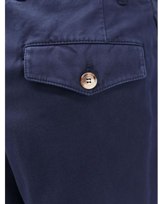 Brunello Cucinelli Blue Pressed-Crease Tapered Leg Trousers for men