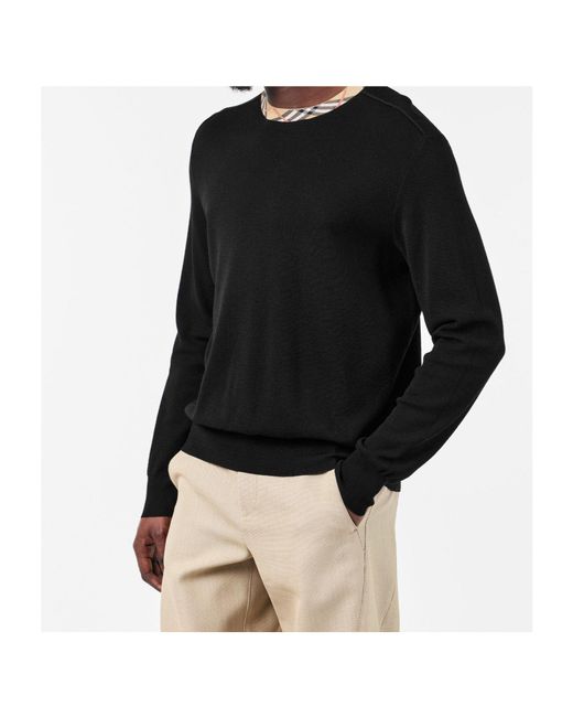 Burberry Blue Crew Neck Long-Sleeve Knit Sweater for men