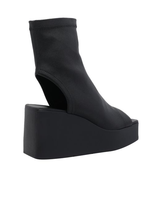 Vic Matié Black Square-Toe Wedge Sandals