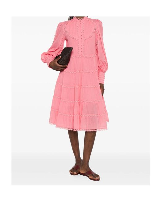 ERMANNO FIRENZE Pink Layered Lace Midi Dress