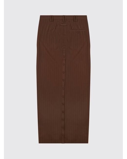 Jean Paul Gaultier Brown Pinstriped Button-Front Skirt