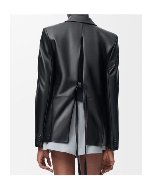 Loewe Black Single-Breasted Leather Jacket