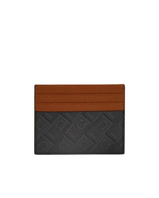 Ferragamo Brown Ferragamo Monogram Credit Card Holder for men
