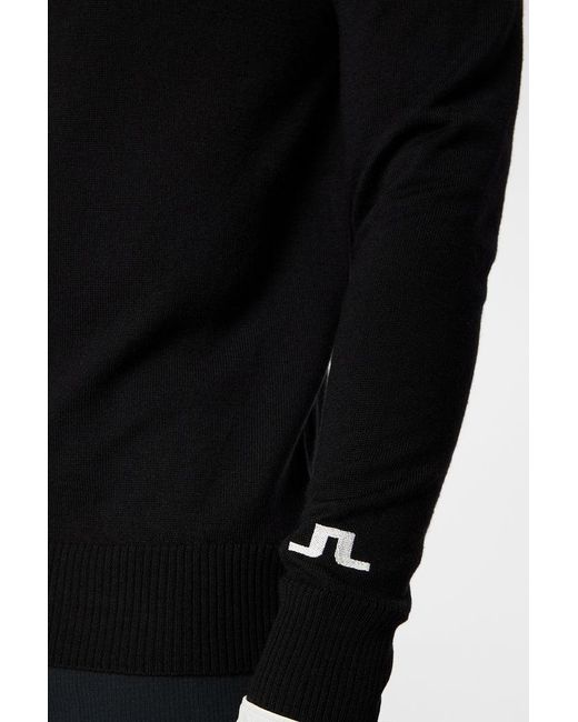 J.Lindeberg Black Half-Zip Fine-Knit Jumper for men