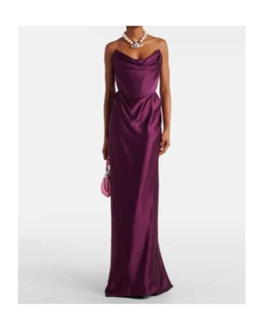 Vivienne Westwood Purple Galaxy Draped Crêpe Satin Bustier Gown