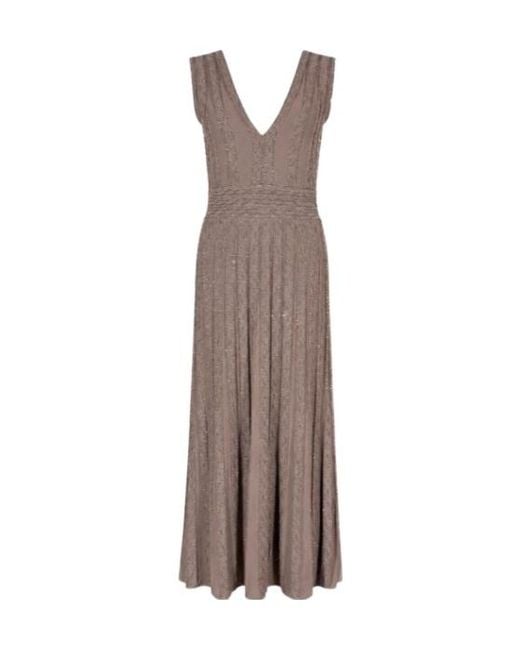 D.exterior Brown V-Neck Dress