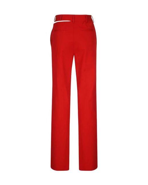 Heron Preston Red Cut-Out Wide Leg Trousers