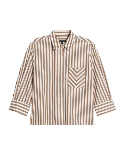 Rag & Bone Natural Lucia Striped Cotton Shirt