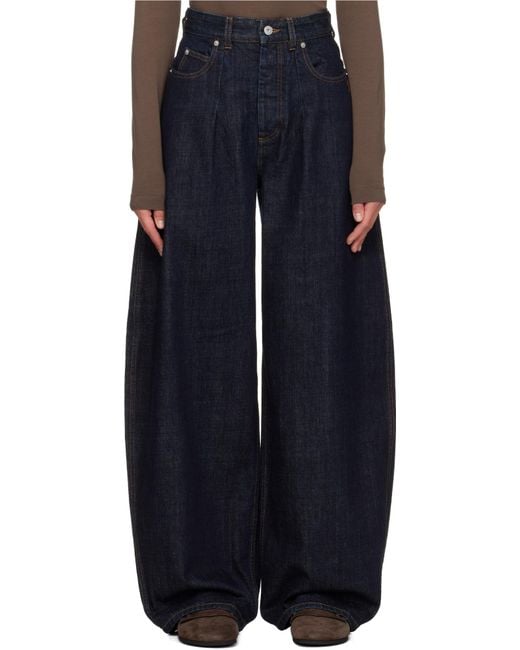 Jacquemus Blue High-Waisted Curved Leg Jeans