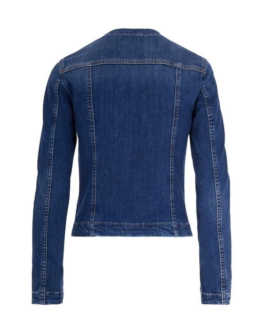 Liu Jo Blue Jewel-Button Crewneck Denim Jacket